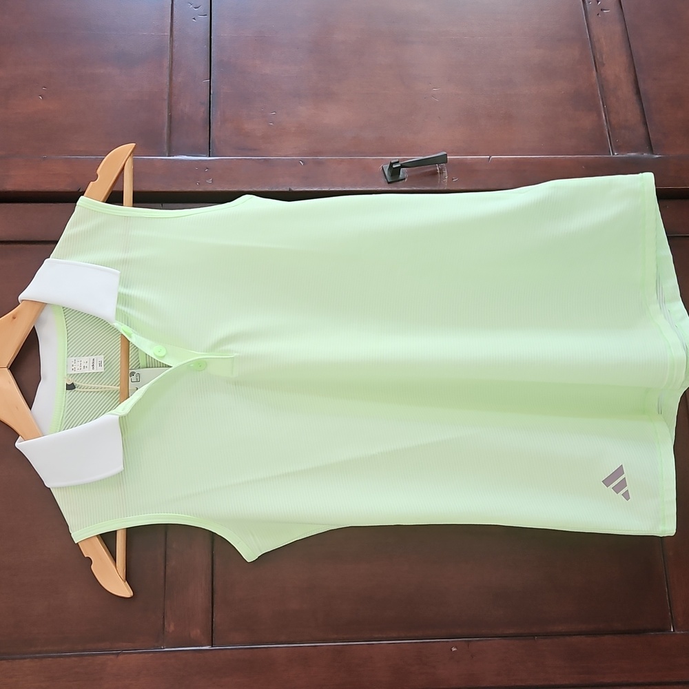 Adidas Women's Lime Green Sleeveless Polo Top,